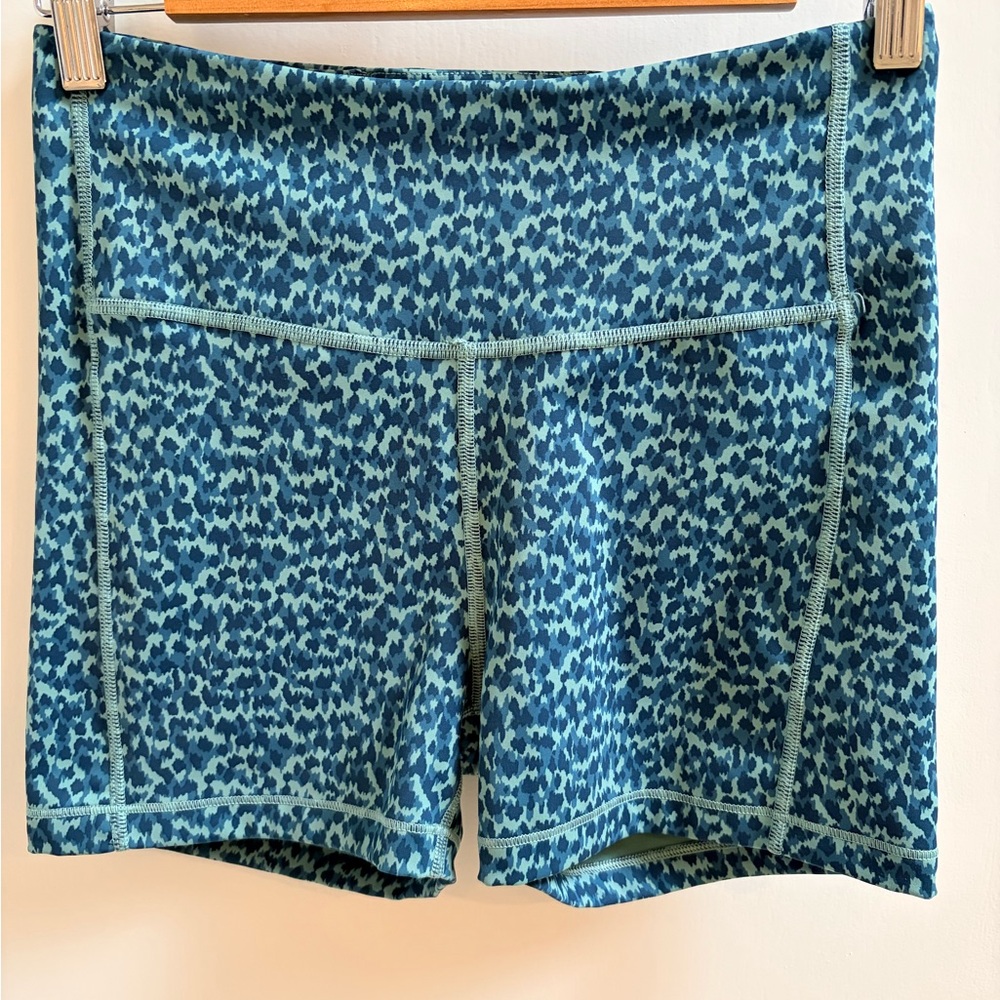 Athleta Teal and Navy Patterned Women’s Bike Shorts